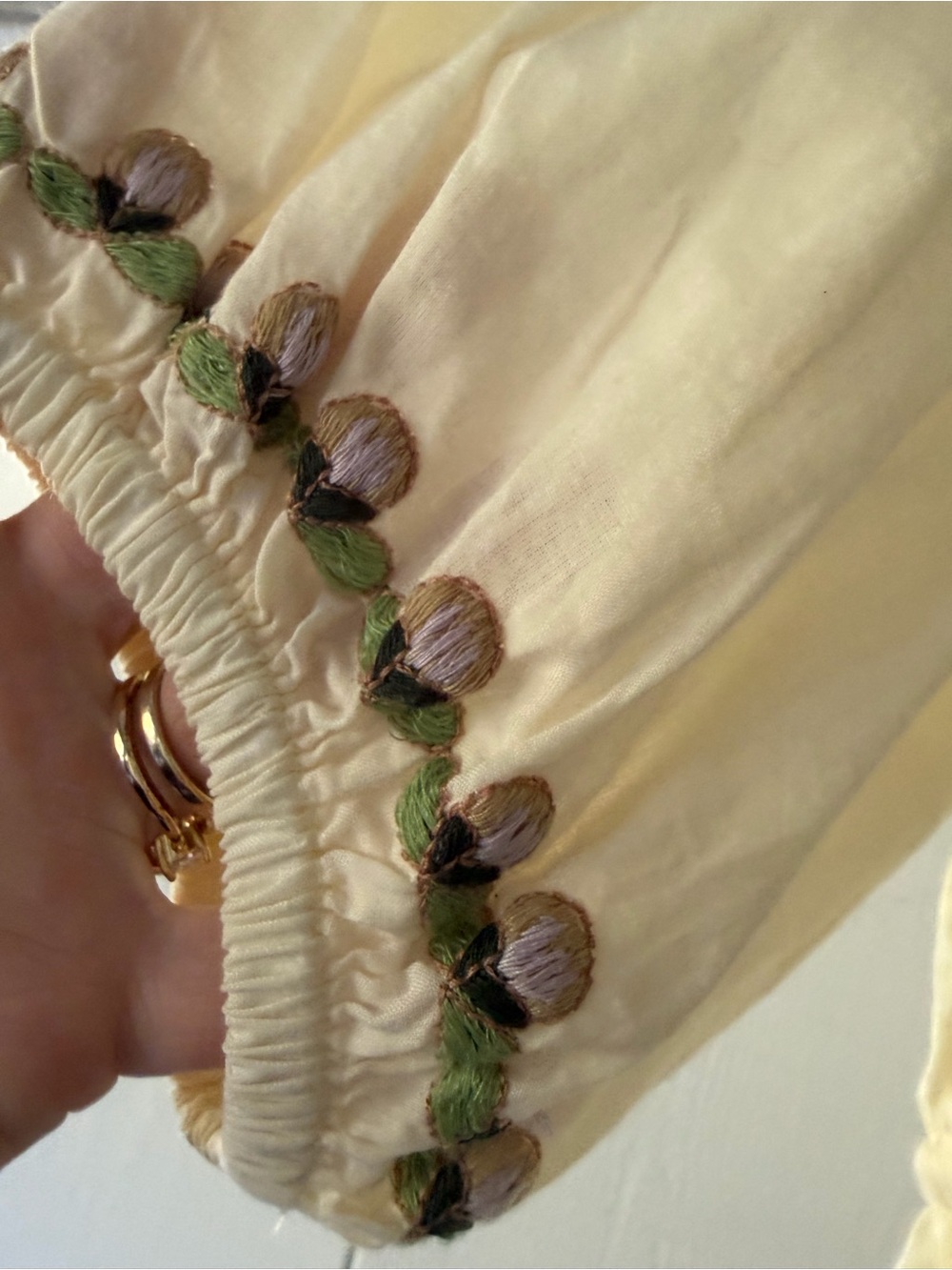 Embroidered Cream Peasant Blouse - Floral Detail - Picture 8 of 12